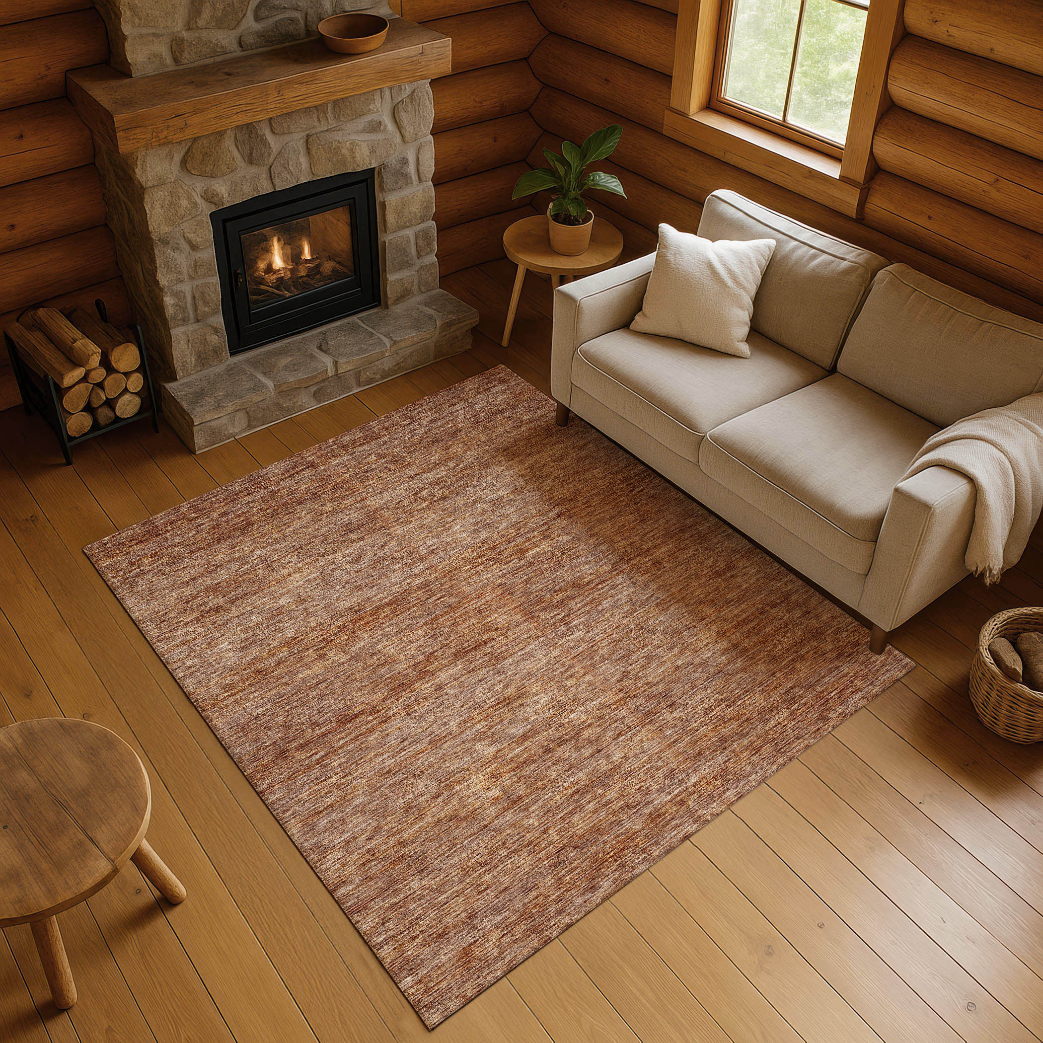 Dalyn Soft Essentials SE1 Copper Area Rug Room Scene