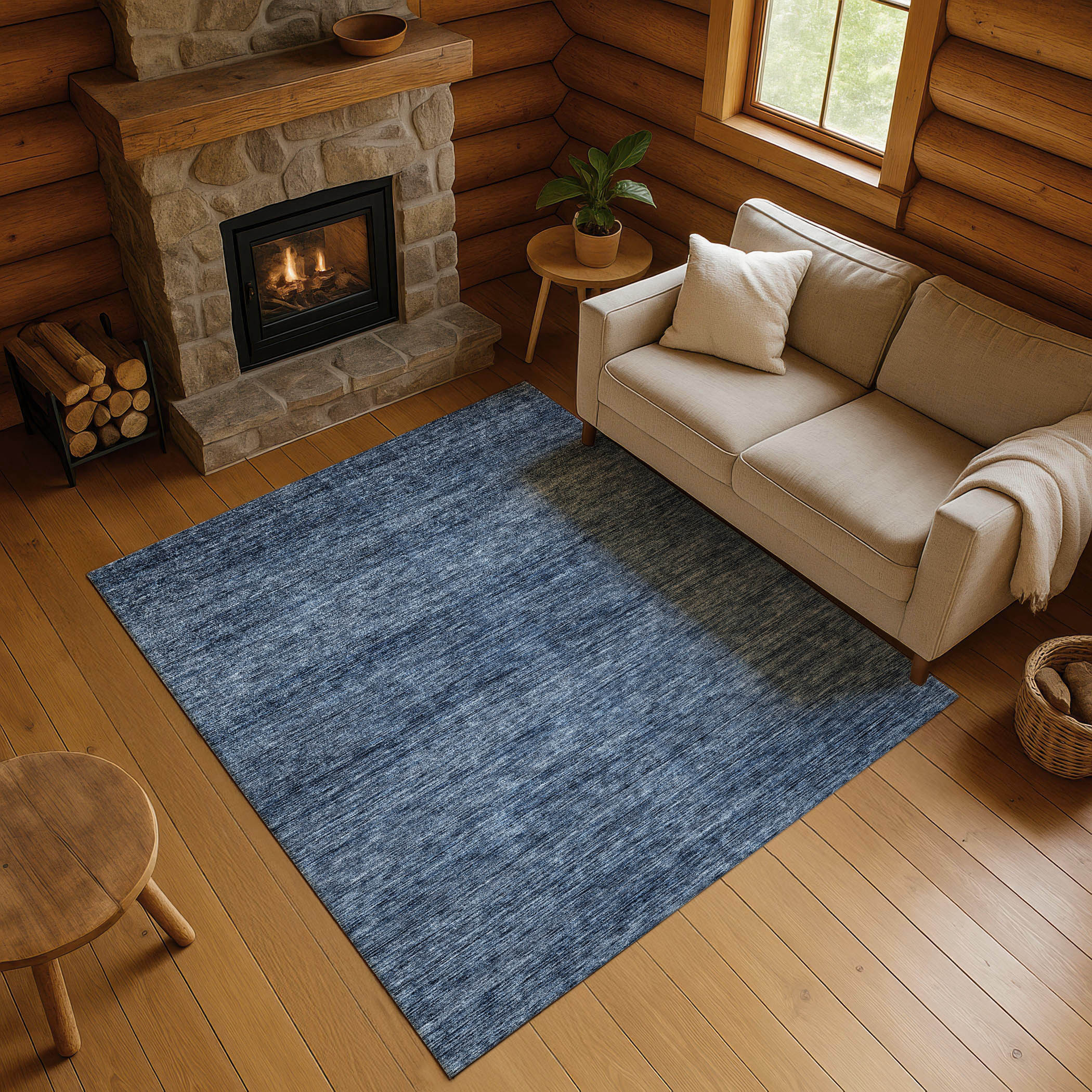 Dalyn Soft Essentials SE1 Navy Area Rug Room Scene