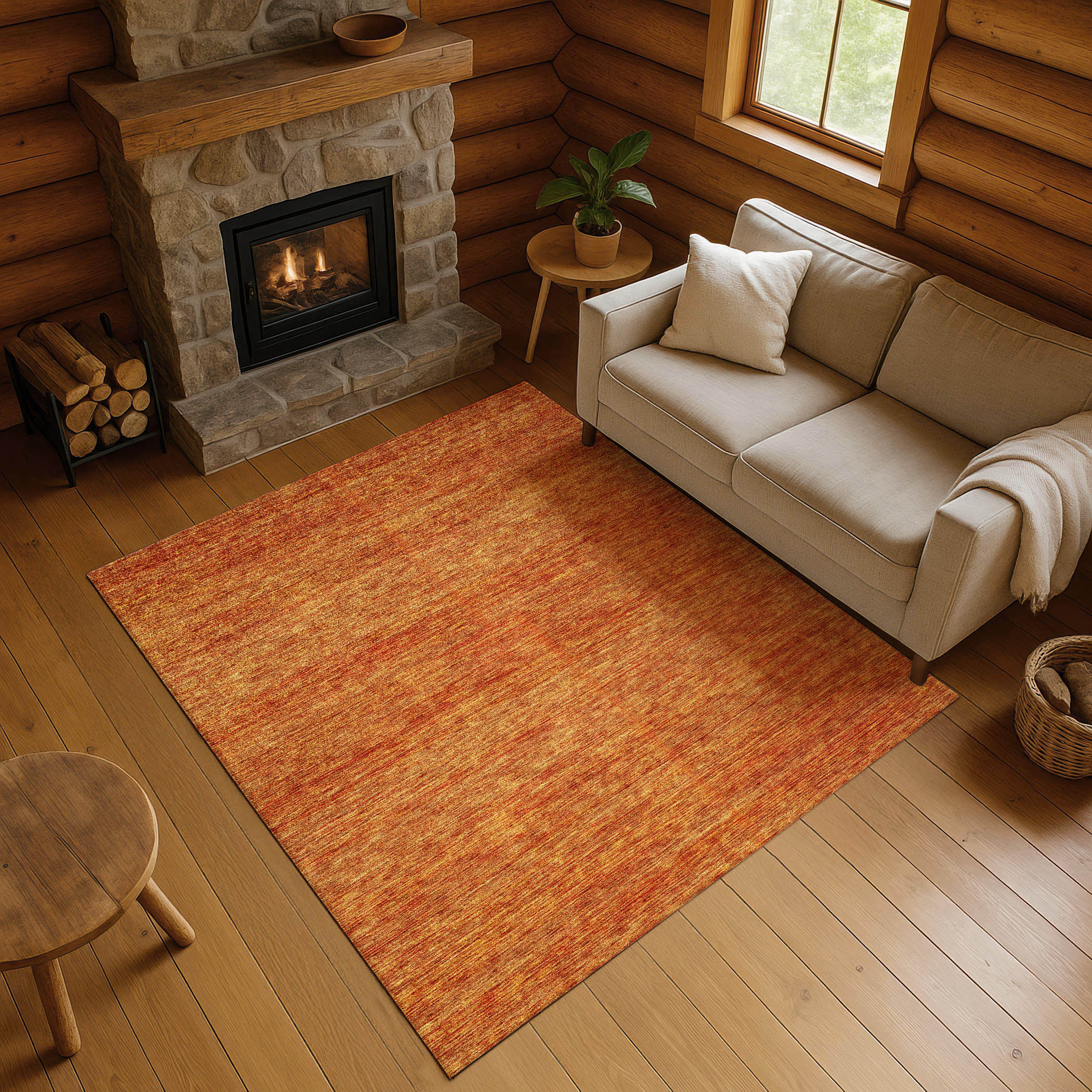 Dalyn Soft Essentials SE1 Orange Area Rug Room Scene