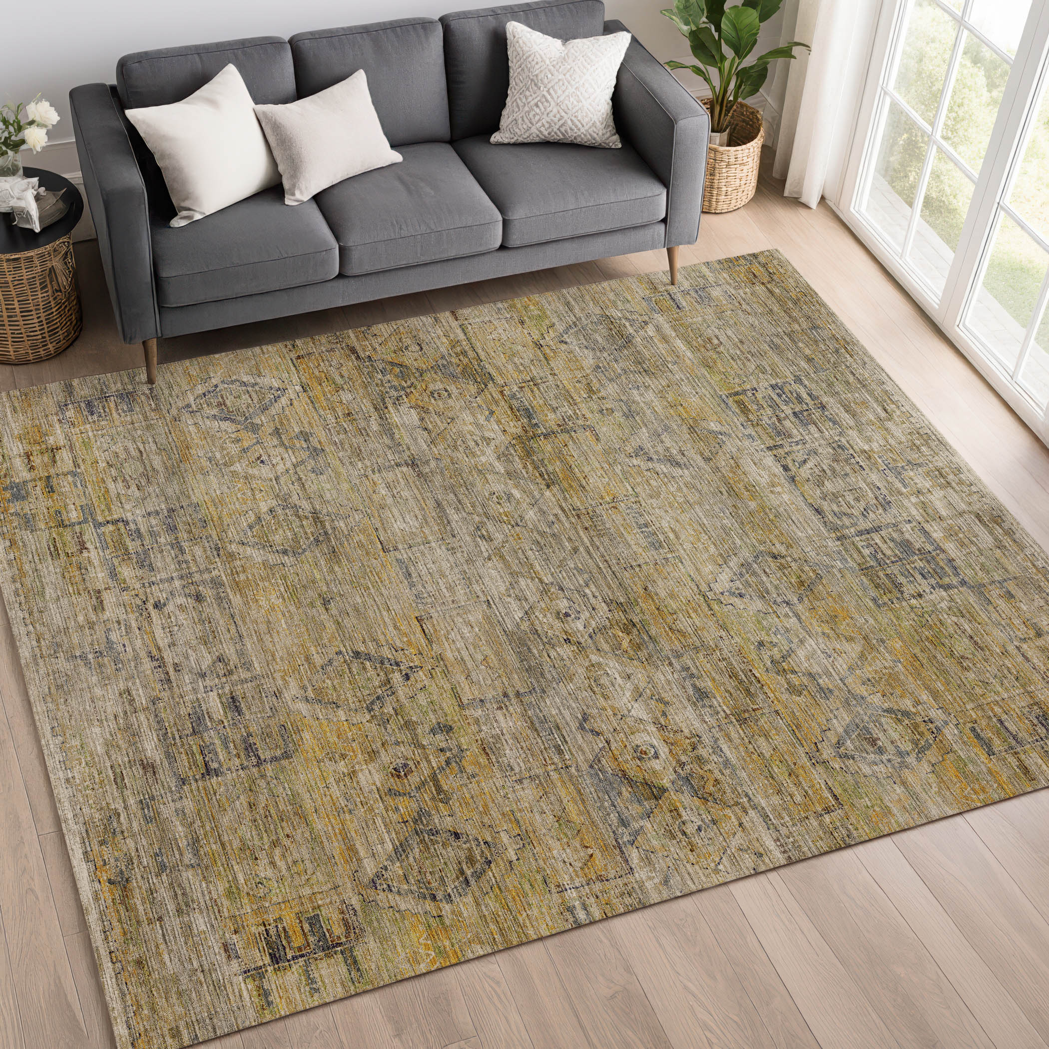 Dalyn Vico VC7 Gold Area Rug Room Scene