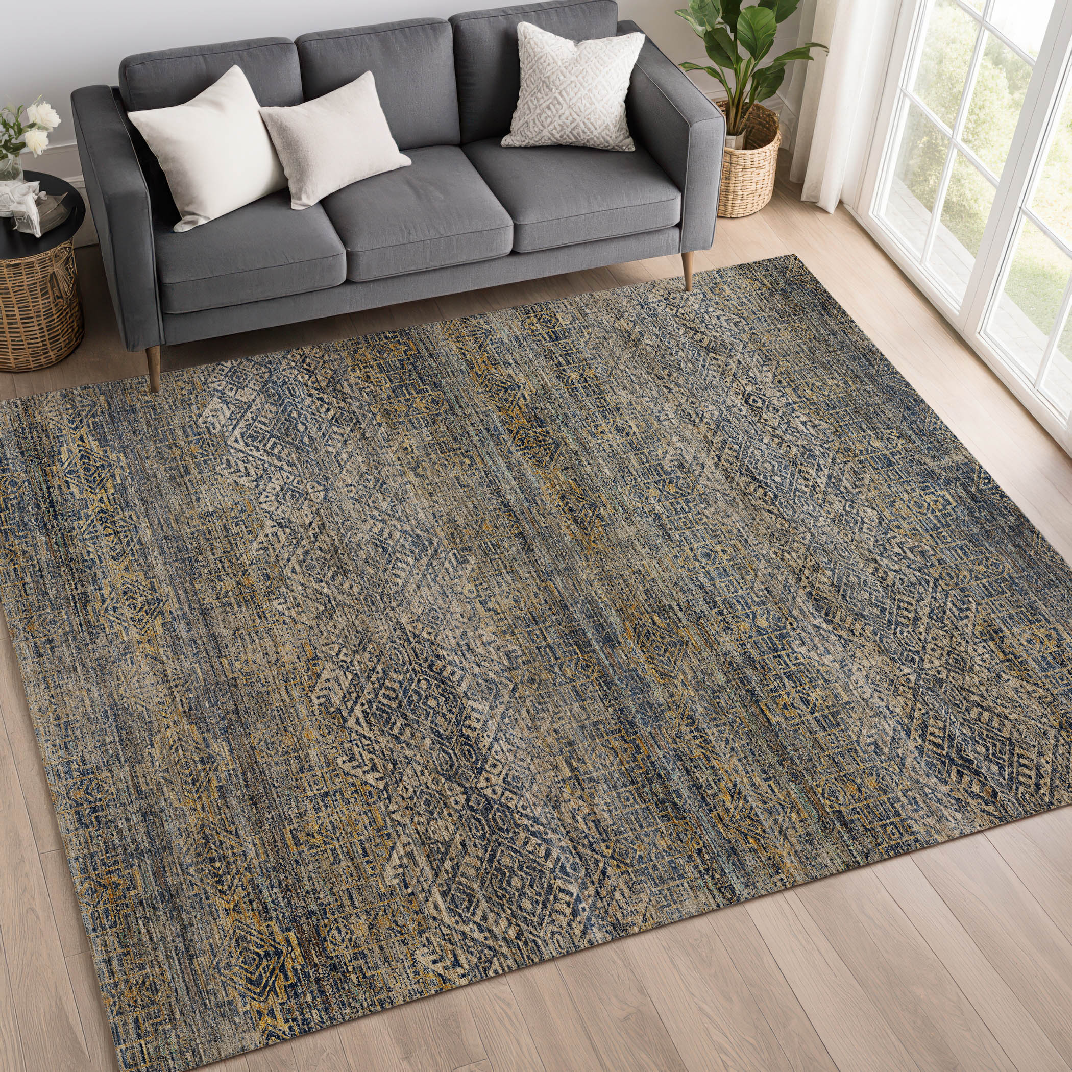 Dalyn Vico VC8 Navy Area Rug Room Scene
