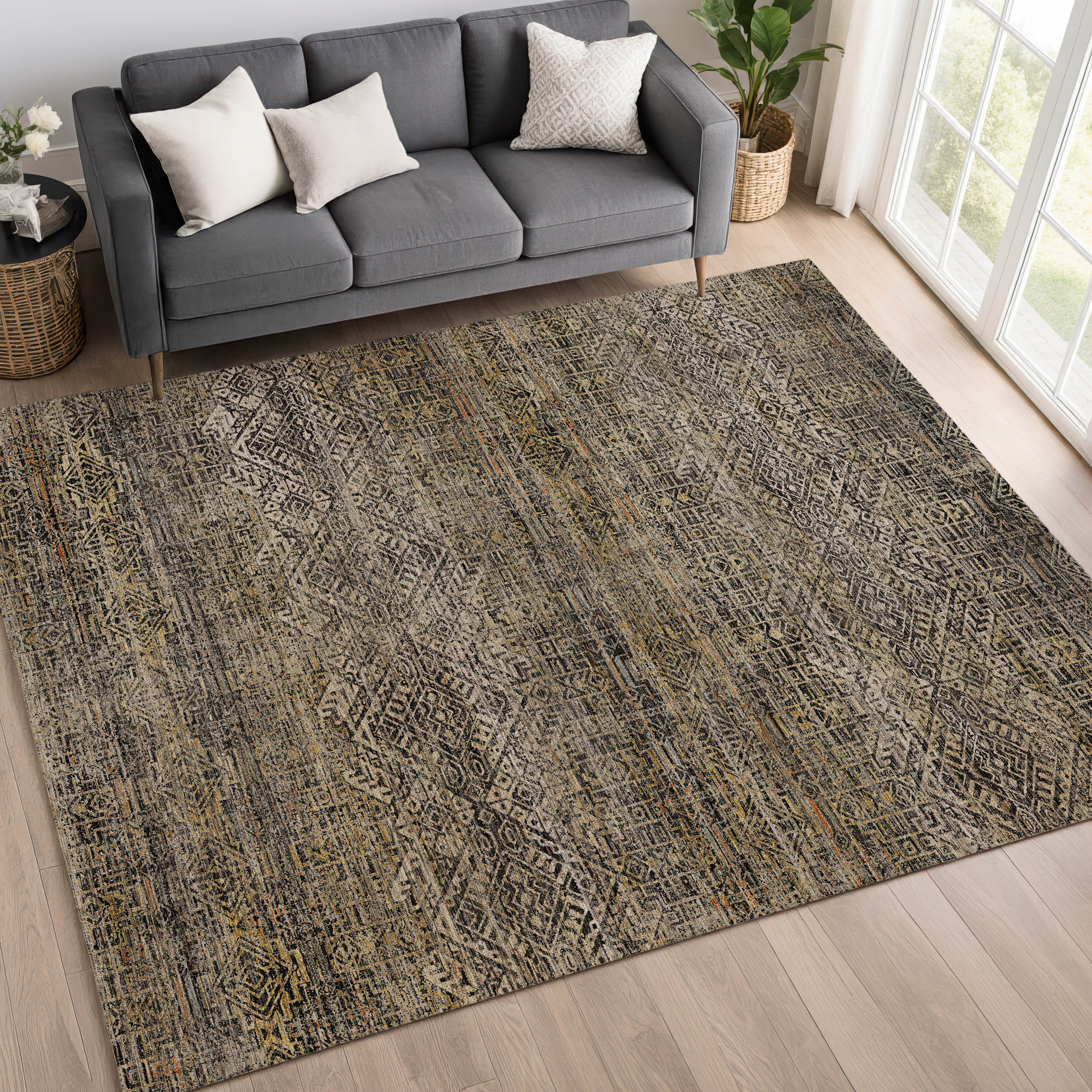 Dalyn Vico VC8 Black Area Rug Room Scene