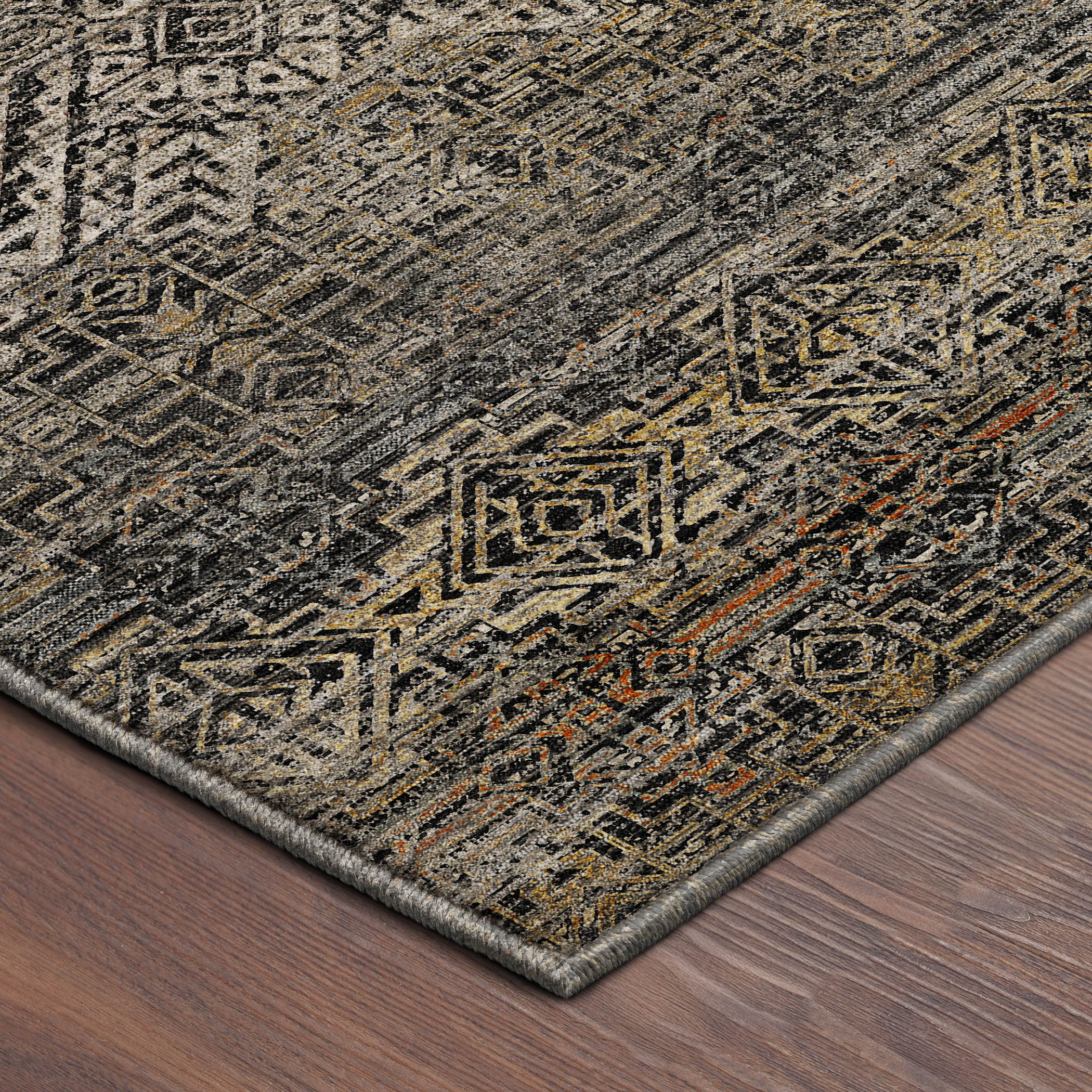 Dalyn Vico VC8 Black Area Rug Corner