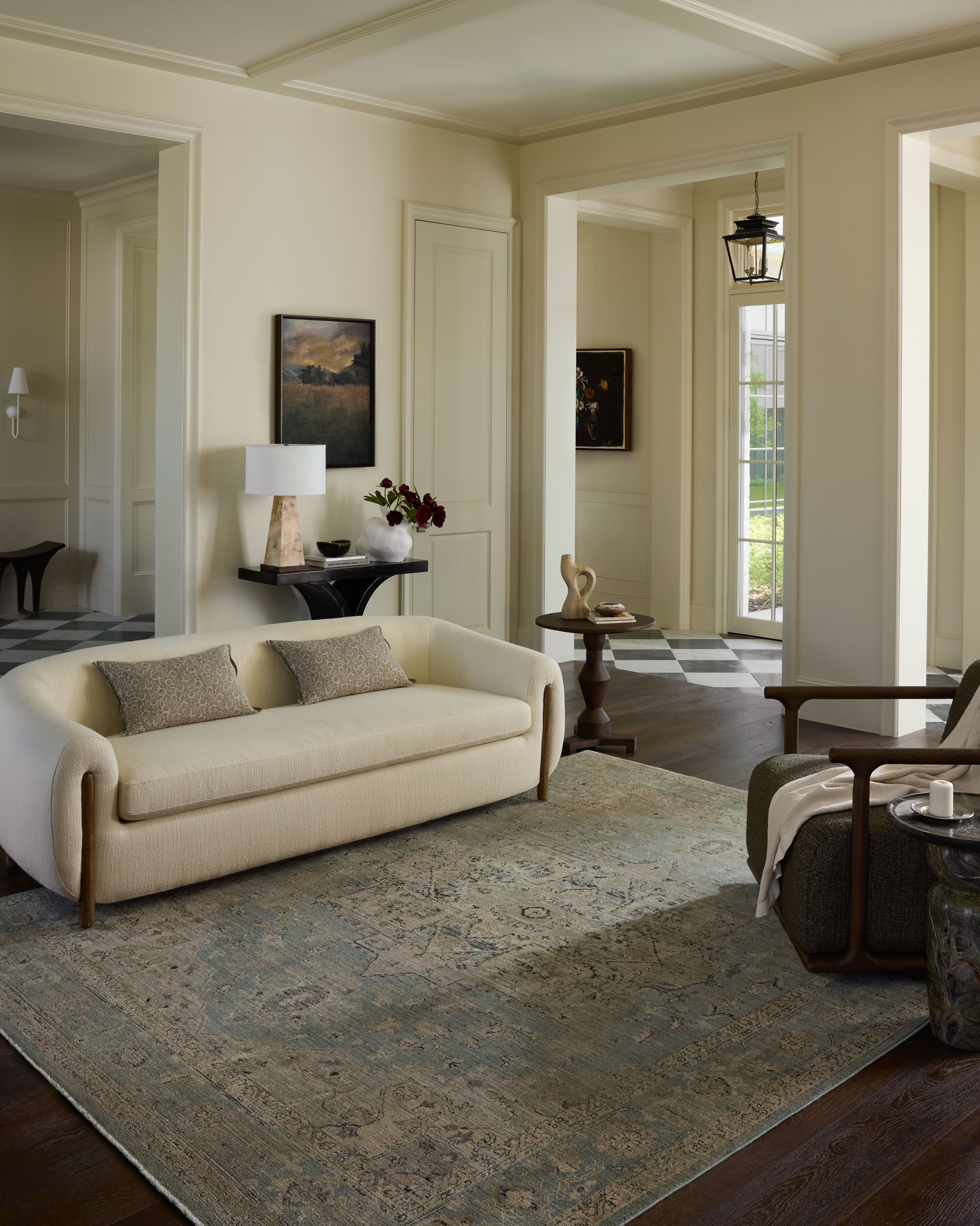Loloi Briar BRR-01 Sky Moss Area Rug Room Scene