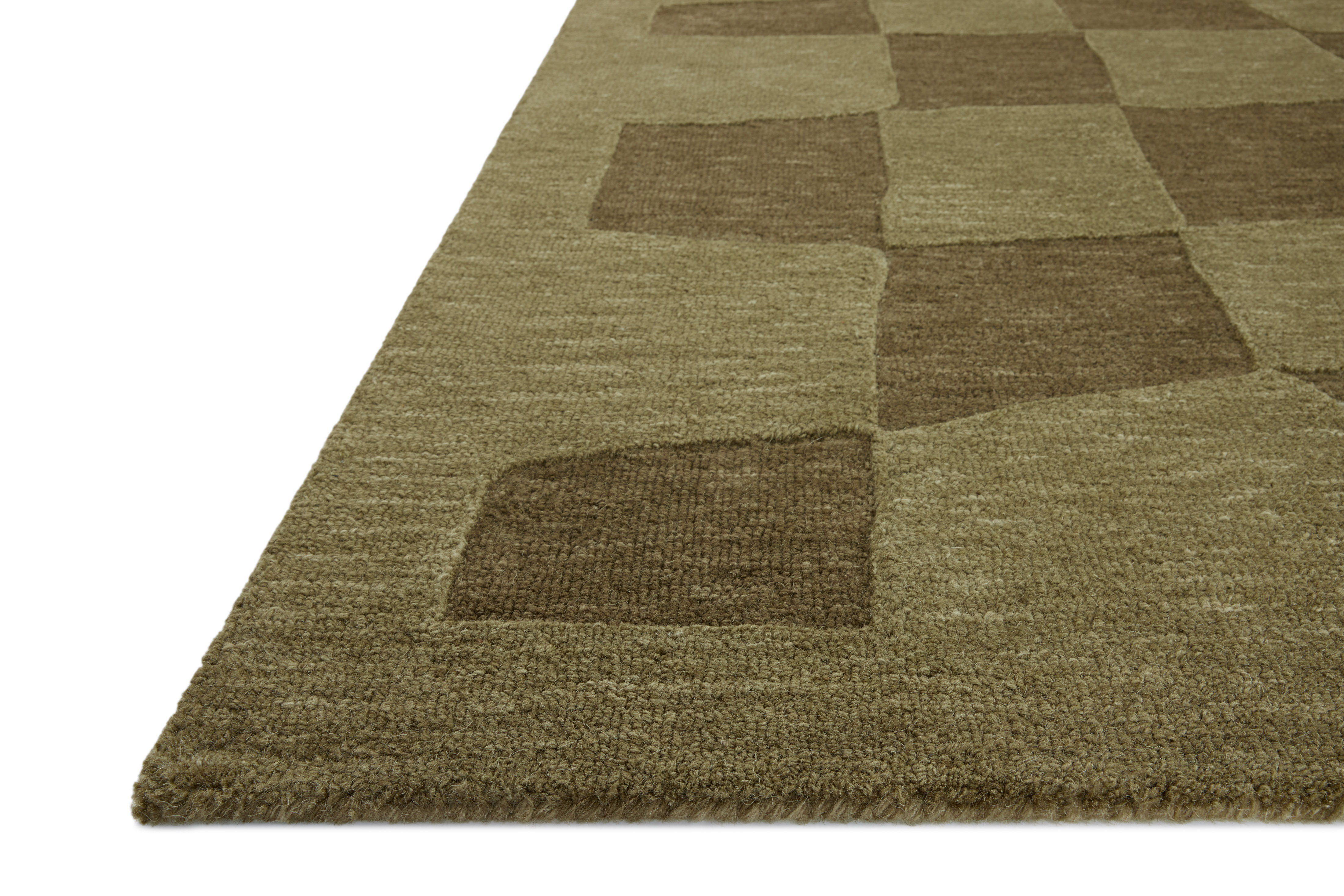 Craven CVN-03 Green Olive Area Rug Corner - Leanne Ford x Loloi