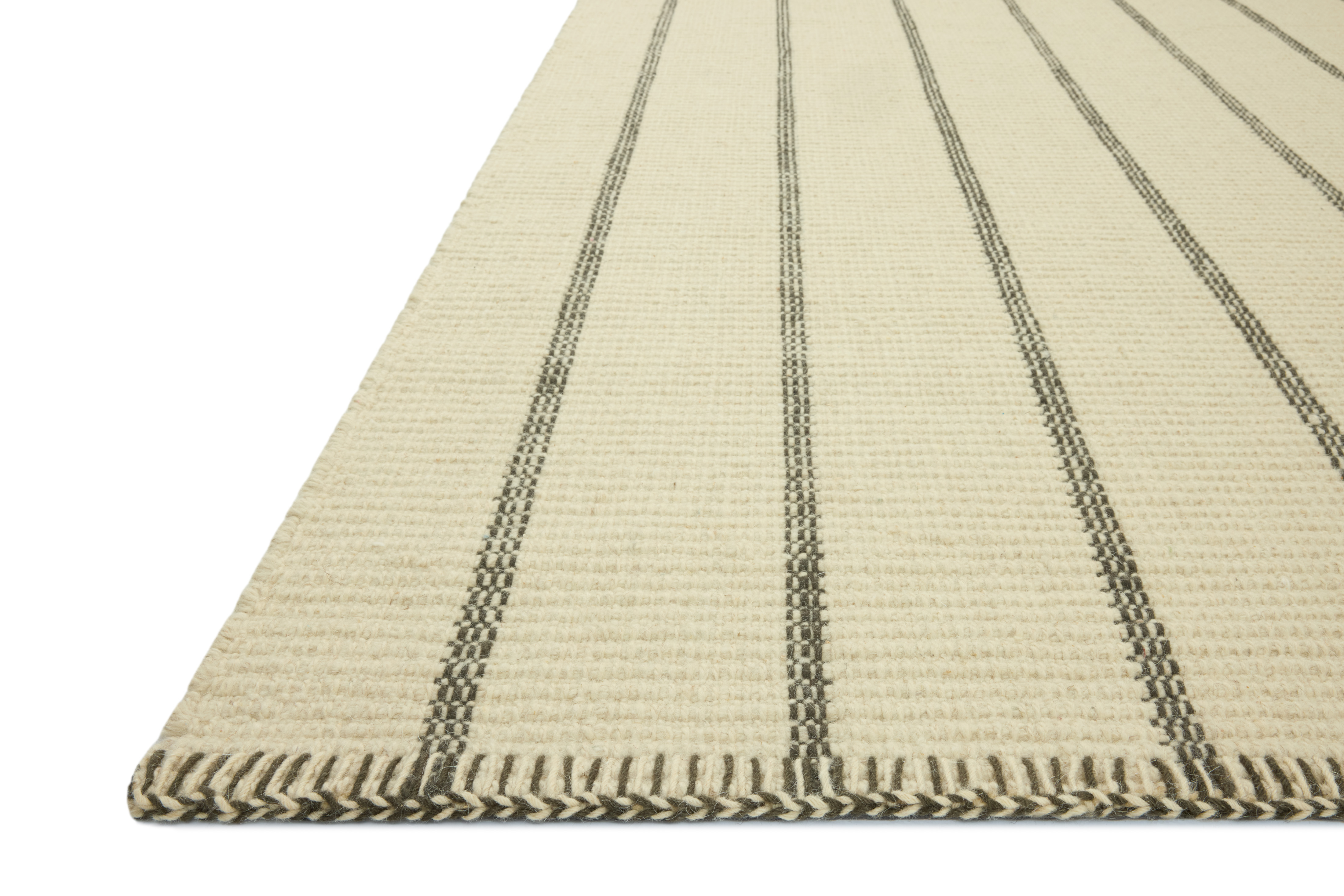Harlan HLN-01 Ivory Charcoal Area Rug Corner - Amber Lewis x Loloi