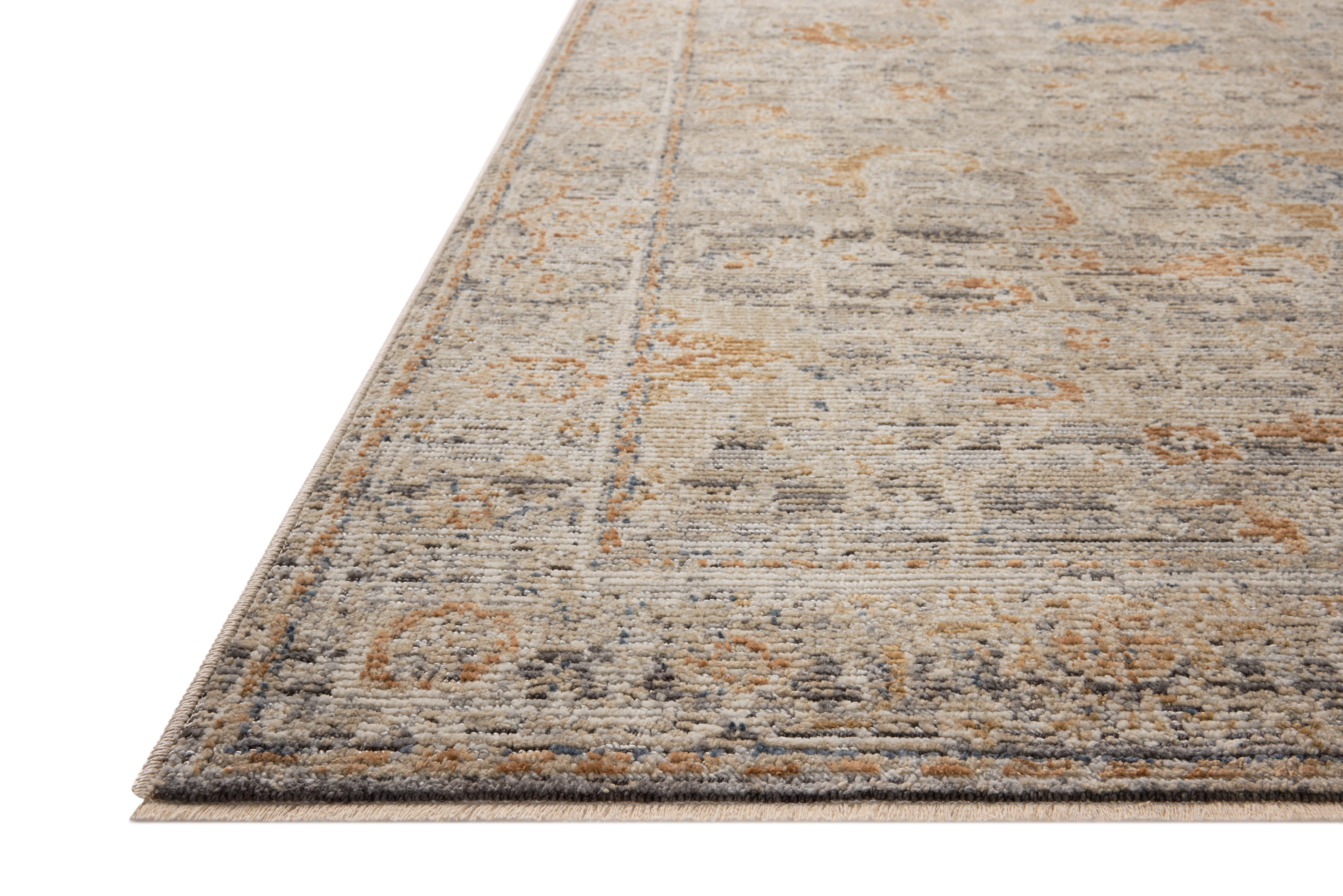Loloi Milena MLE-05 Charcoal Apricot Area Rug Corner