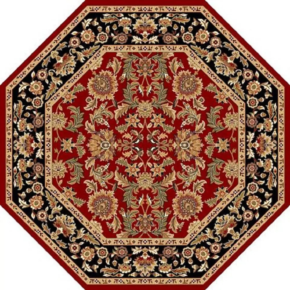 Kas Rugs Cambridge Classic 7301 Red/Black Kashan Area Rug - Carpet