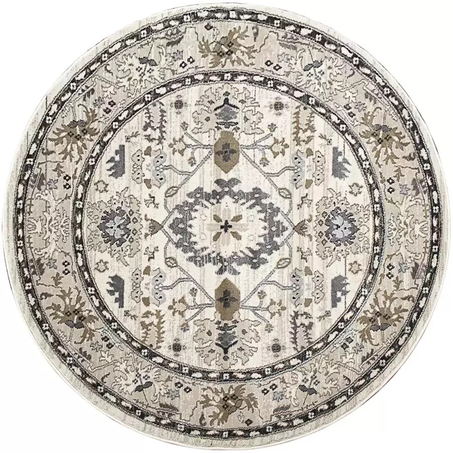 Dynamic Rugs Yazd 8531-100 Ivory Round Area Rug