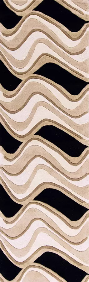 Kas Eternity 1071 Black/Beige Waves Runner Area Rug