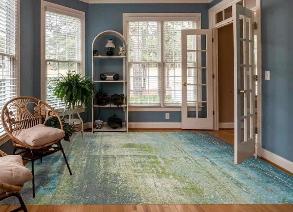 ラグ・カーペット the Apartment blue Lottery Rug sepia Kas Illusions 6206 Blue/Green Escape Area Rug - Carpetmart.com