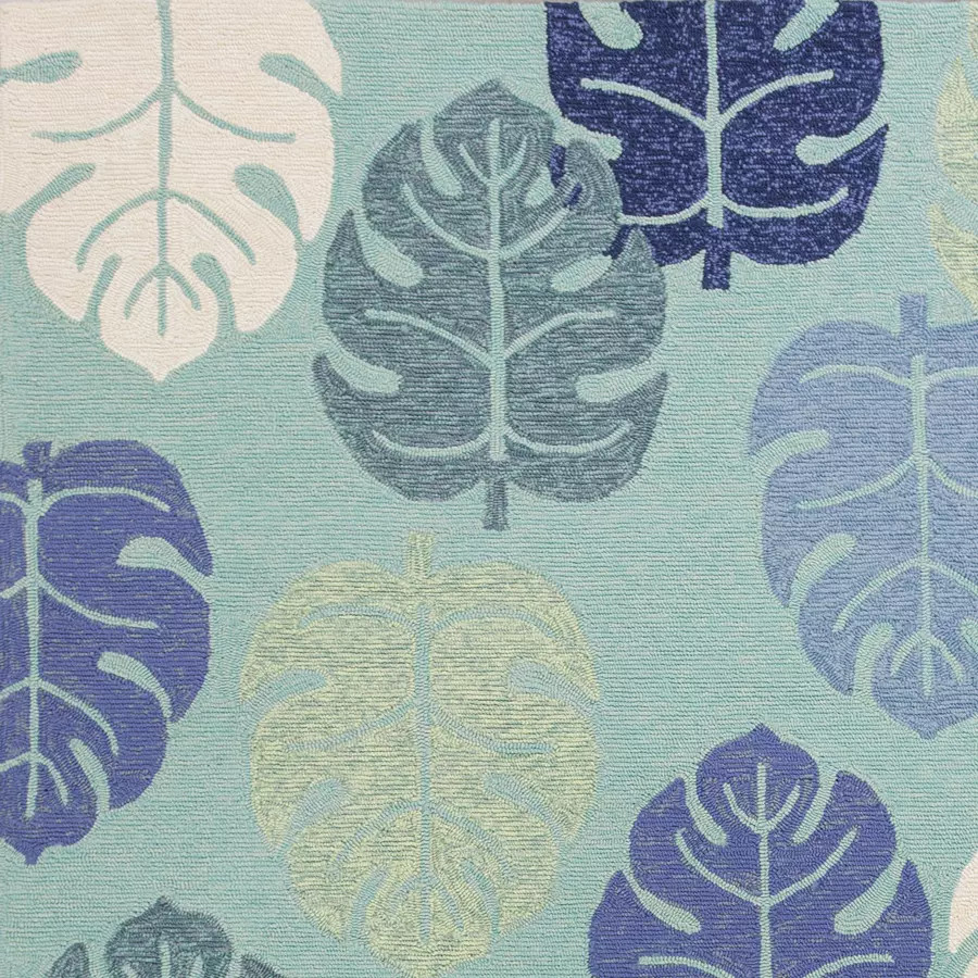 Kas Harbor 4228 Turquoise Palms Area Rug Swatch