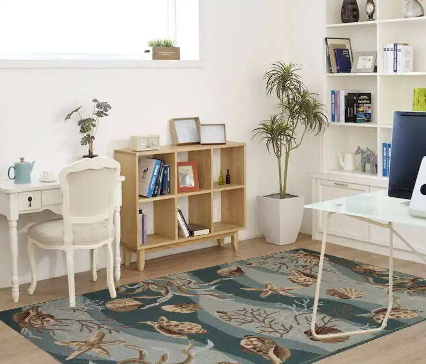 Sonesta Nautical 2003 Seafoam Shells Area Rug by KAS Room Scene