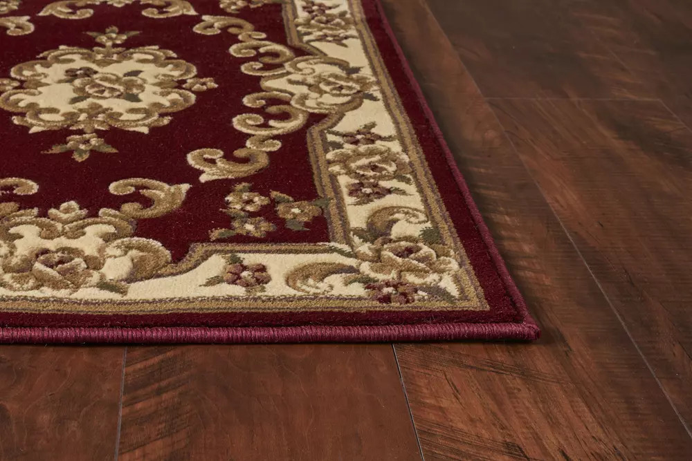 Corinthian 5308 Red/Ivory Aubusson Area Rug Angle