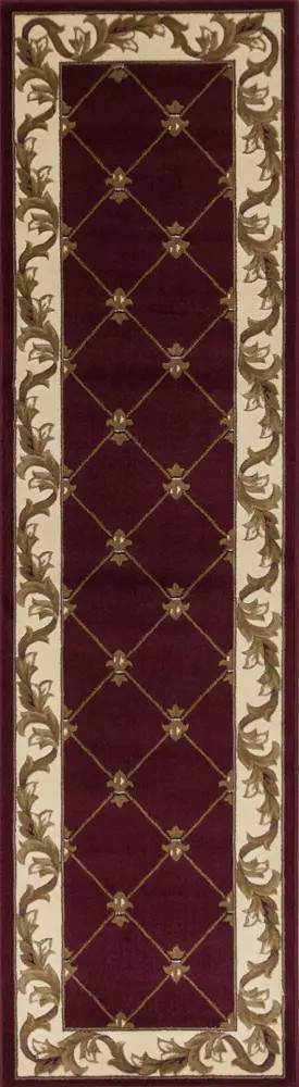 Corinthian 5319 Red Fleur-de-Lis Runner Area Rug