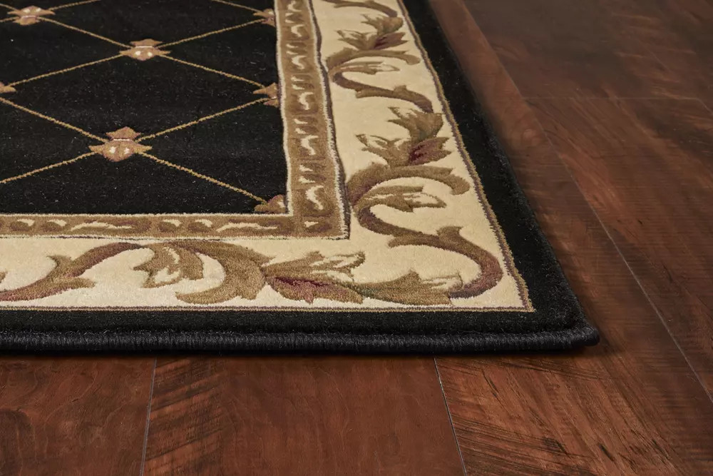 Corinthian 5321 Black Fleur-de-Lis Area Rug Angle