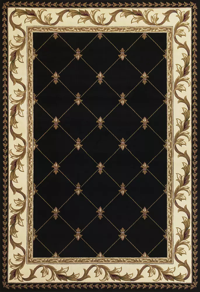 Kas Rugs Corinthian 5321 Black Fleur-de-Lis Area Rug - Carpet
