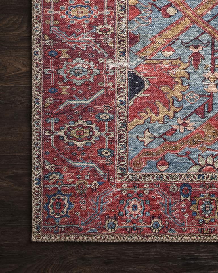 Loloi II Loren LQ-10 Blue Red Area Rug Corner