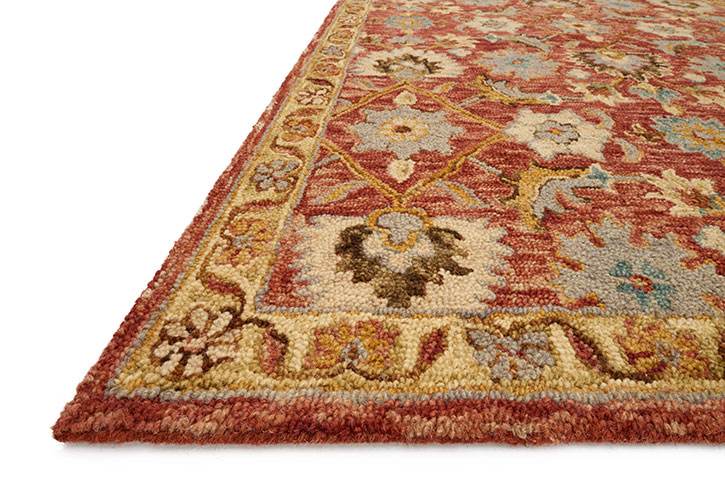 Loloi Victoria VK-09 Terracotta/Gold Area Rug Angle