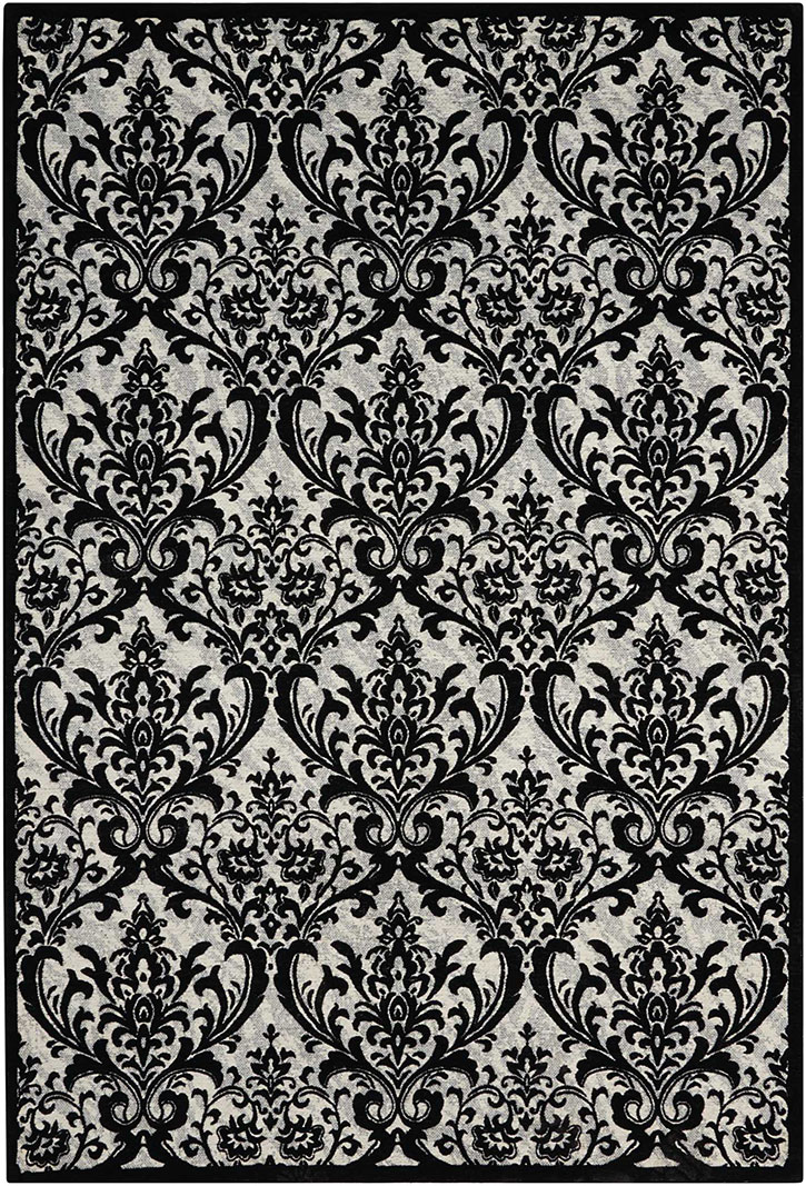 Nourison Damask DAS02 Black/White Area Rug