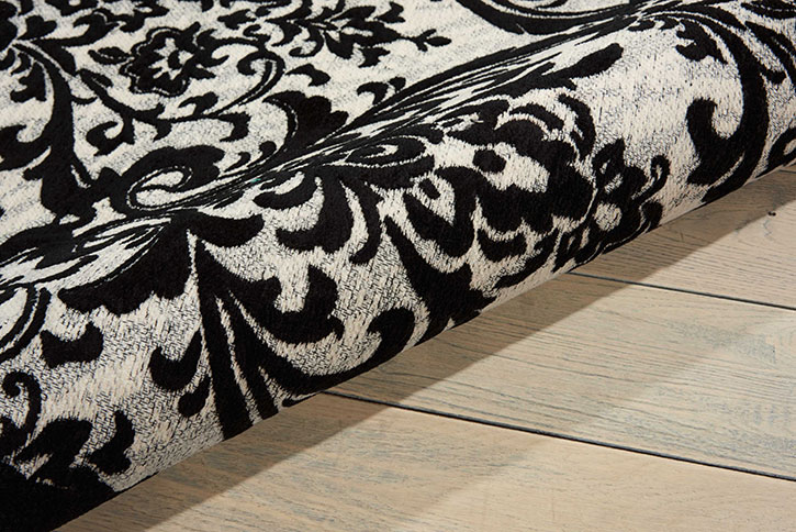 Nourison Damask DAS02 Black/White Area Rug Texture