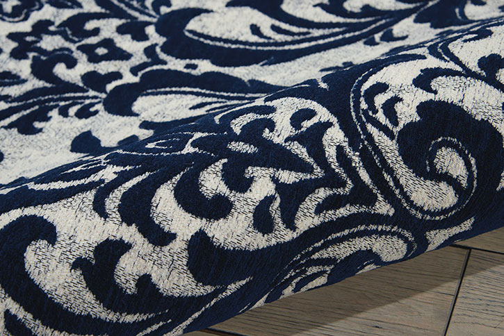 Nourison Damask DAS02 Ivory/Navy Area Rug Texture