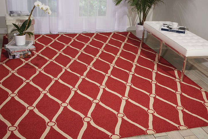 Nourison Portico POR02 Red Area Rug Room Scene