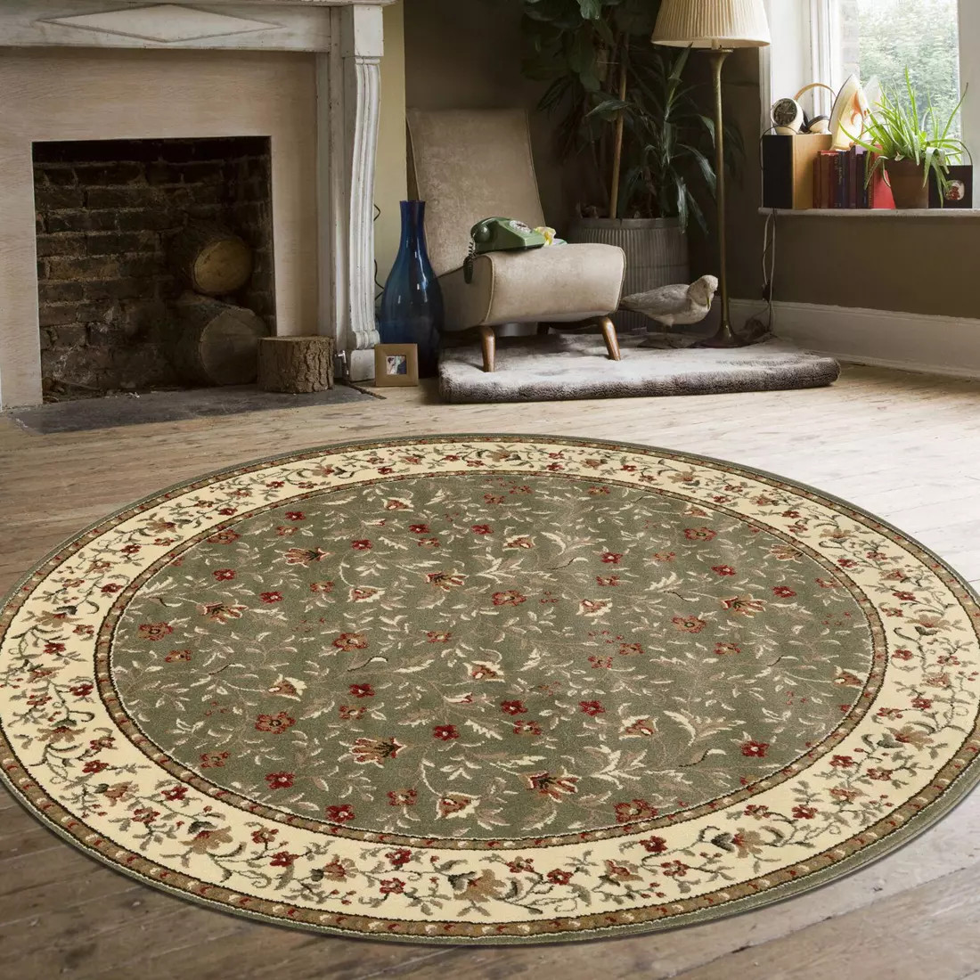 Radici Como 1593 Sage Round Area Rug Room Scene