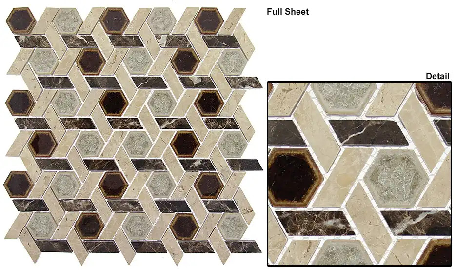 TS956 Tranquil Hexagon Temple Inspiration Mosaic Tile Product Image