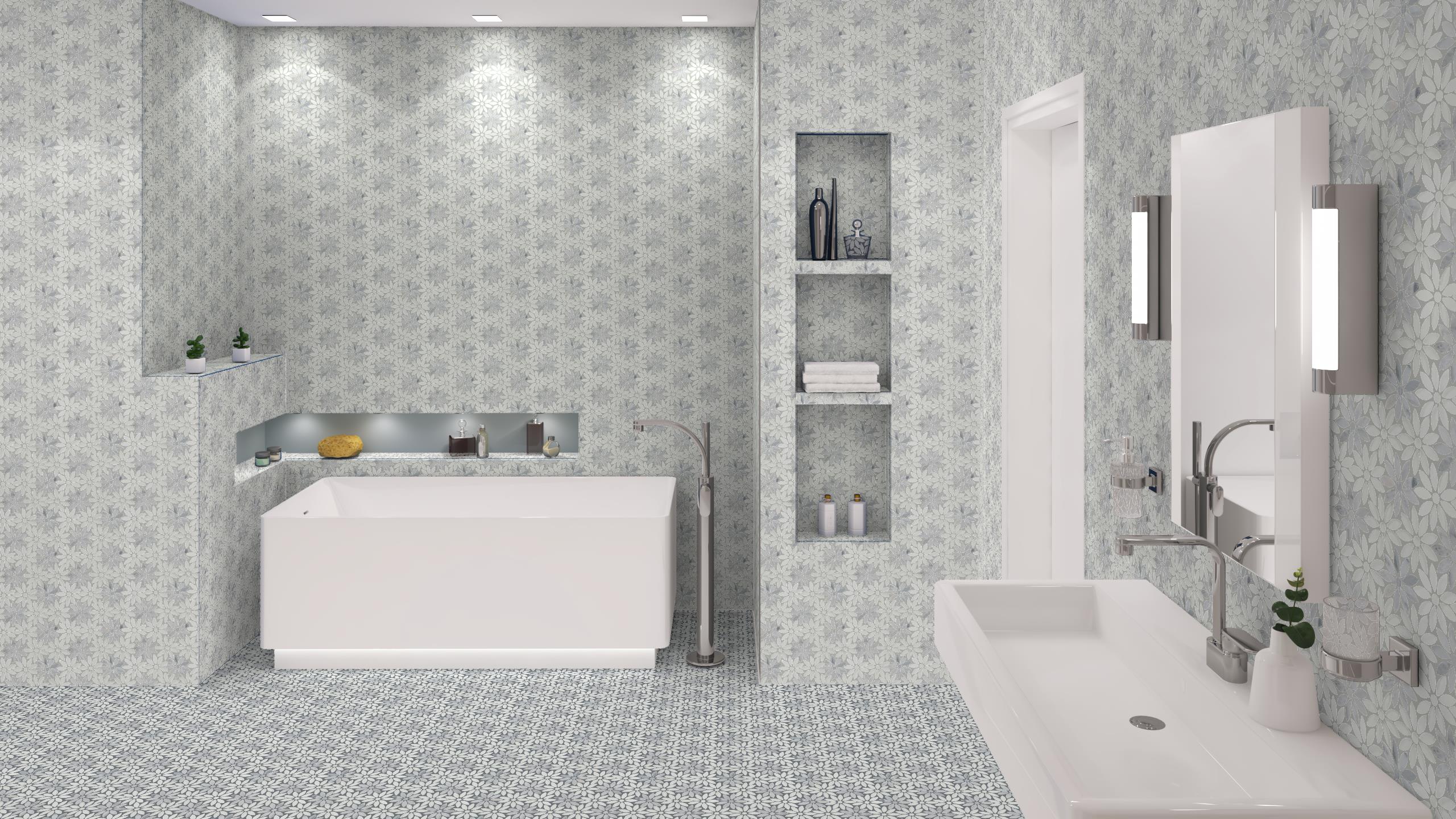 BQT675 Bouquette Daisy Field Mosaic Tile - Carpet & Tile Mart