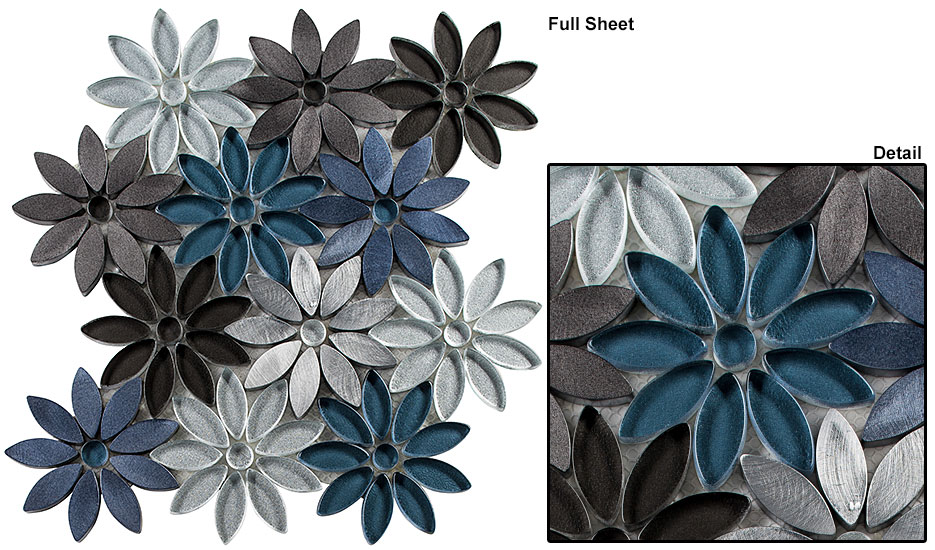 BQT676 Bouquette Hydrangea Thicket Mosaic Tile - Carpet & Tile Mart