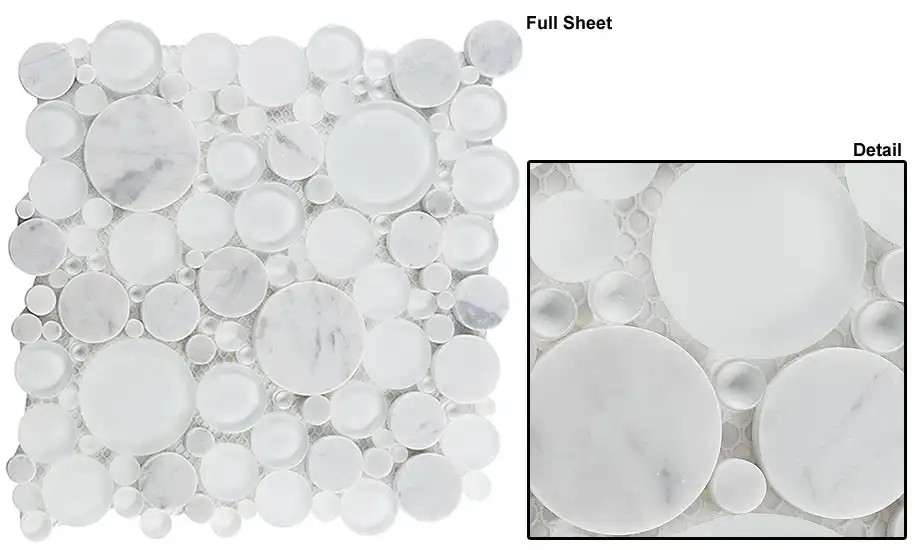 BFS101 Bubble White Dove Mosaic Tile
