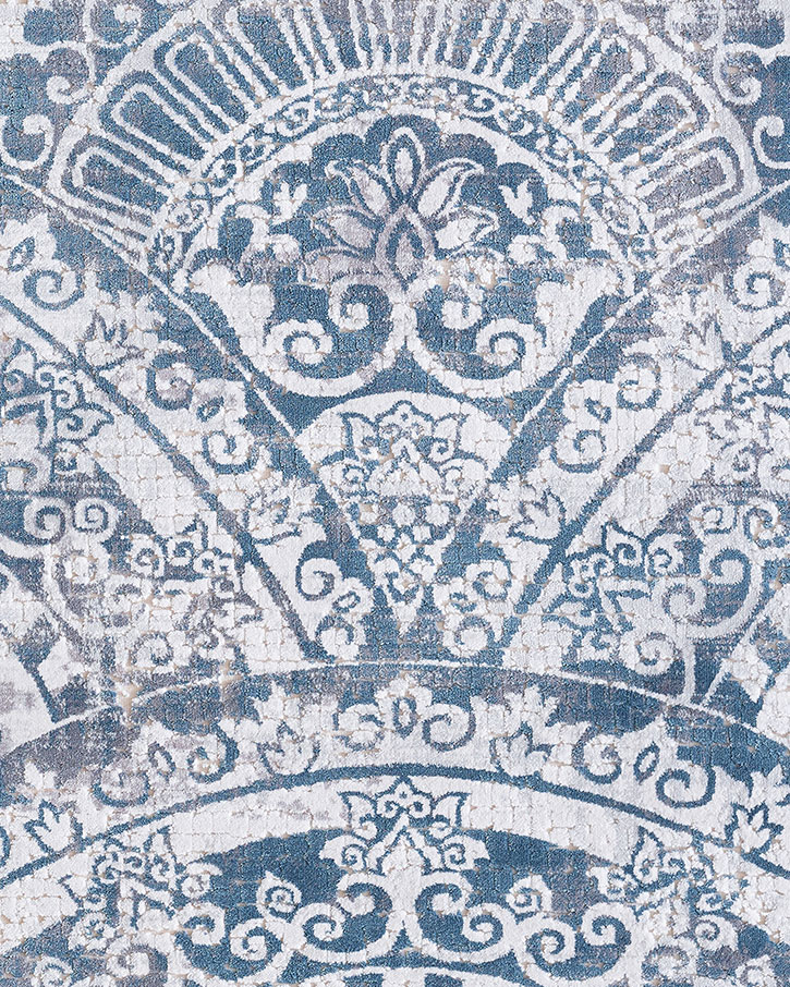 Dynamic Rugs Mosaic 1670-115 Cream/Grey/Blue Area Rug Corner