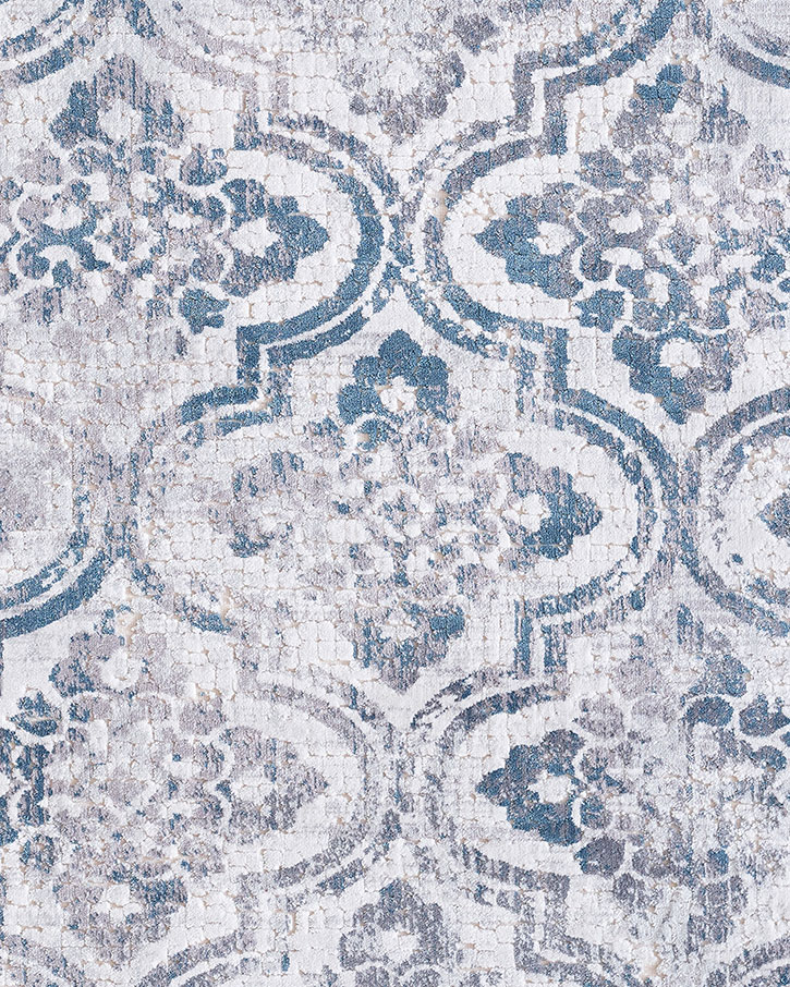 Dynamic Rugs Mosaic 1672-115 Cream/Grey/Blue Area Rug Corner