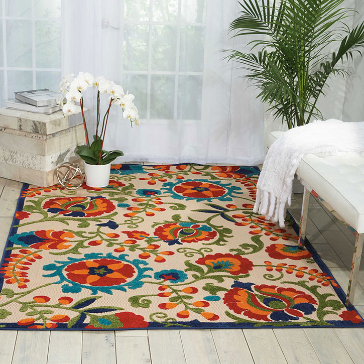 USA RUG / チューリップ柄 Nourison Aloha ALH17 Multicolor Area Rug - Carpet & Tile Mart