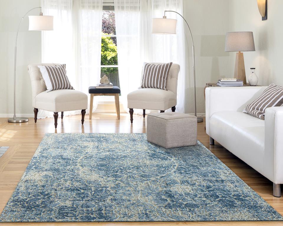 Dynamic Rugs Quartz 27040-500 Ivory/Blue Area Rug - Carpet & Tile Mart