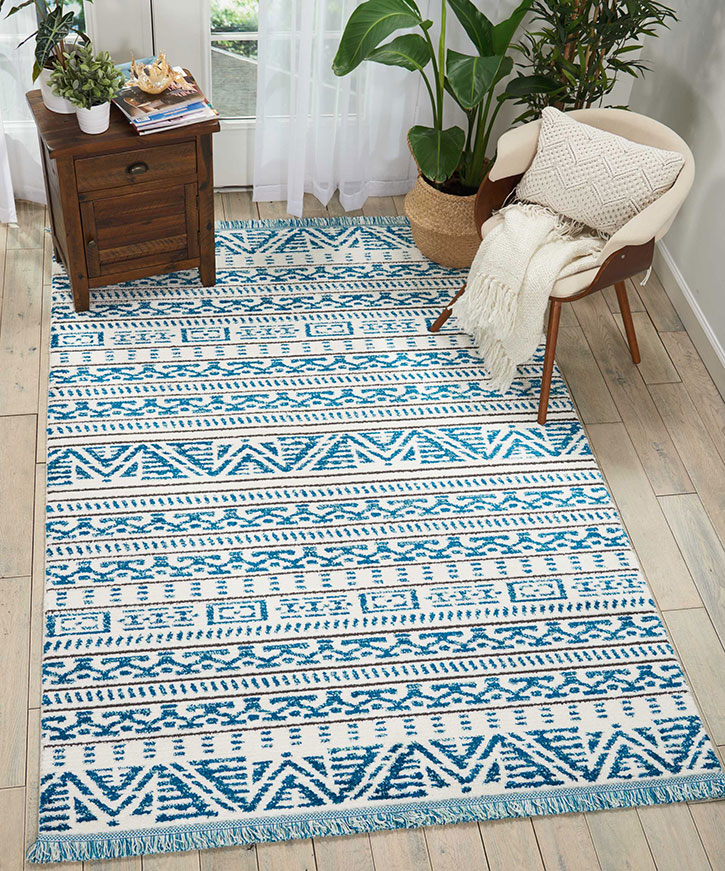 Nourison DWS05 Kamala DS503 Ivory/Blue Area Rug Room Scene