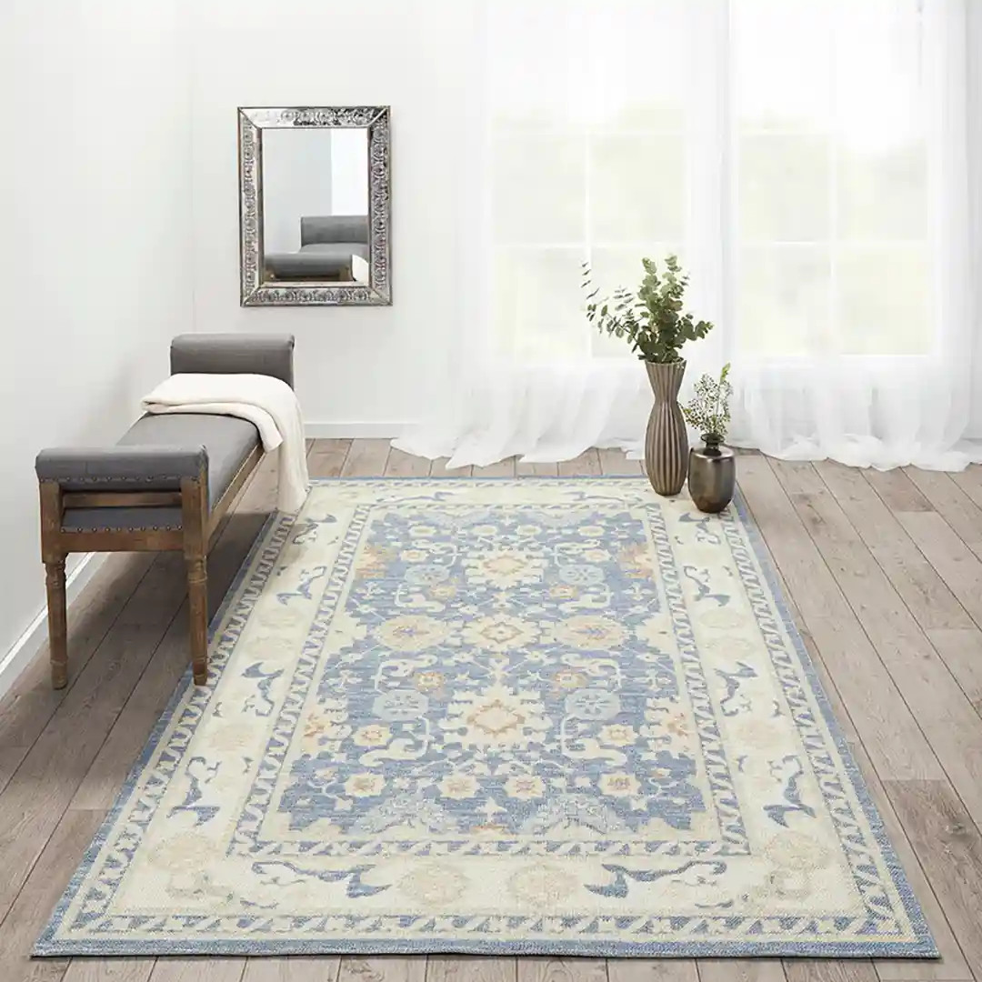 Momeni Anatolia Light Blue Area Rug - Carpet & Tile Mart