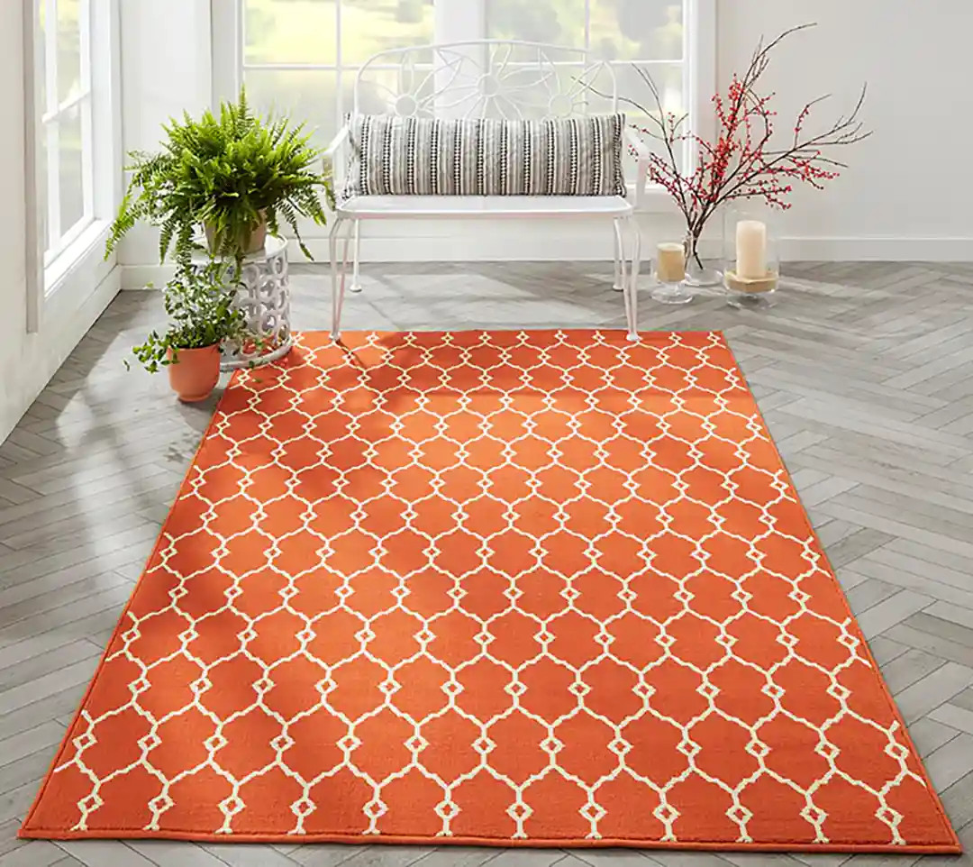 Momeni Baja BAJ-2 Trellis Orange Area Rug Room Scene