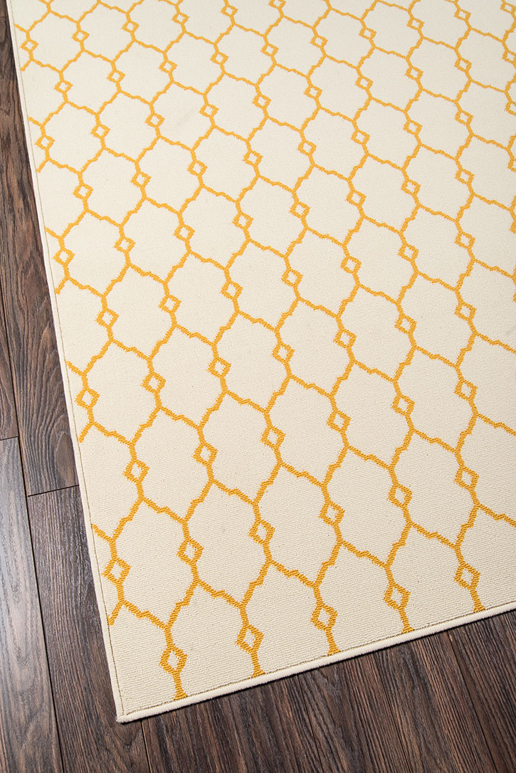 Momeni Baja BAJ-2 Trellis Yellow Area Rug Corner