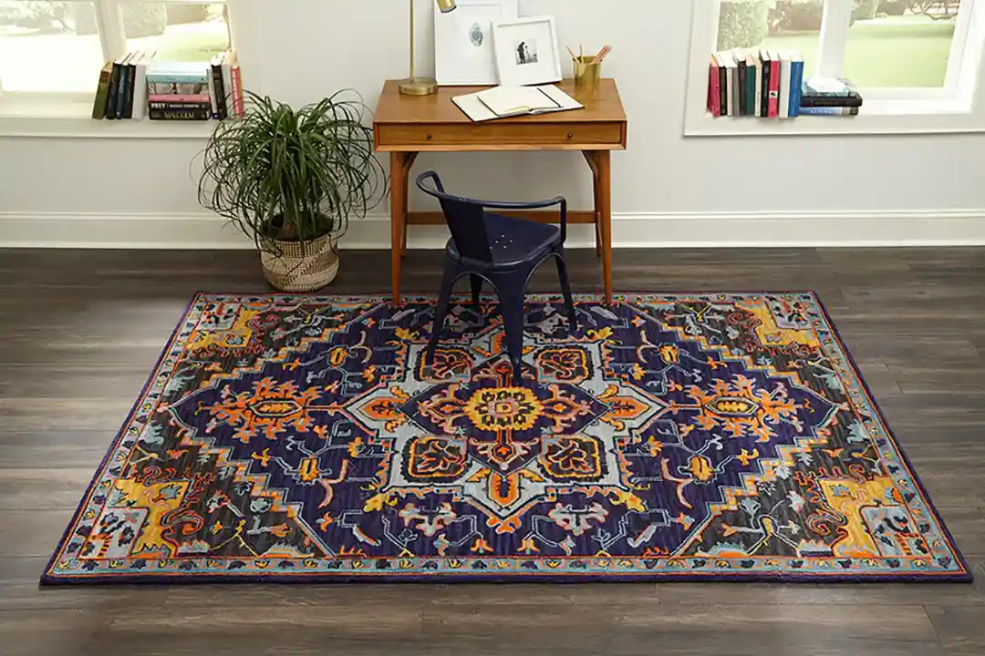 Momeni Ibiza IBI-2 Navy Area Rug Room Scene