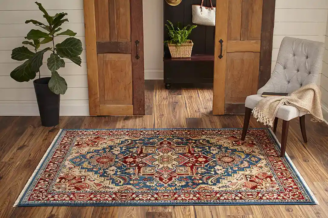 Momeni Lenox LE-01 Blue Area Rug Room Scene