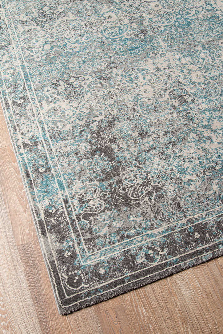 Momeni Luxe LX-16 Turquoise Area Rug Corner