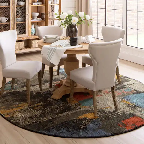 Karastan Elements 91644-99999 Frisco Multi Round Area Rug Room Scene