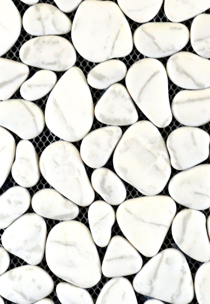 Glass Pebble Super White 12" X 12" Mosaic Tile