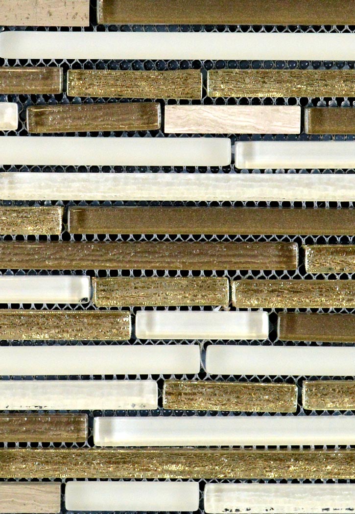 Silk Beige 12" X 12" Glass Strip Mosaic Tile