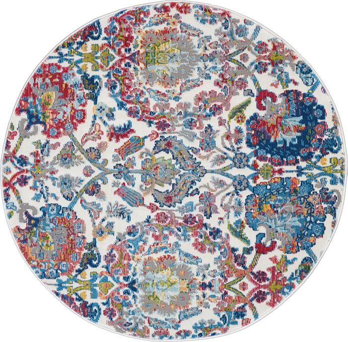 Nourison Ankara Global ANR06 Ivory/Blue Round Area Rug