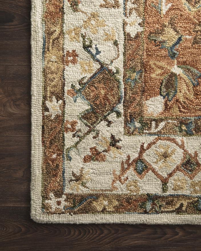 Loloi II Beatty BEA-01 Ivory/Rust Area Rug Corner