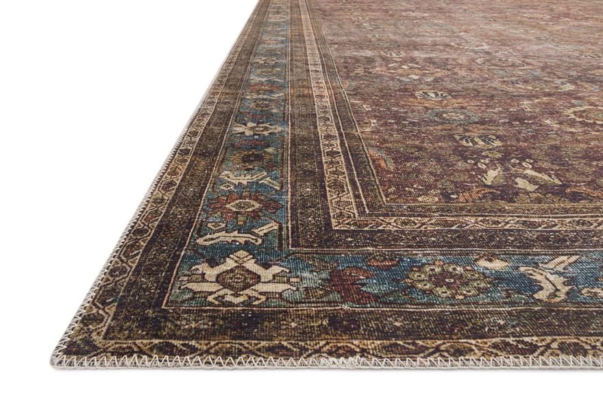 Loloi II Layla LAY-01 Brick/Blue Area Rug Angle