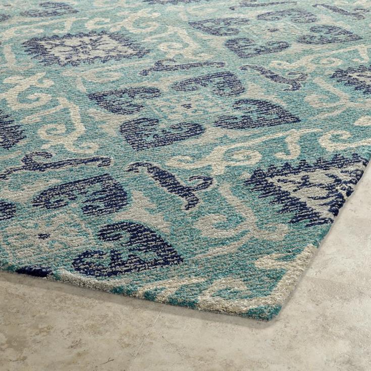 Kaleen Weathered WTR03-91 Teal Area Rug Corner